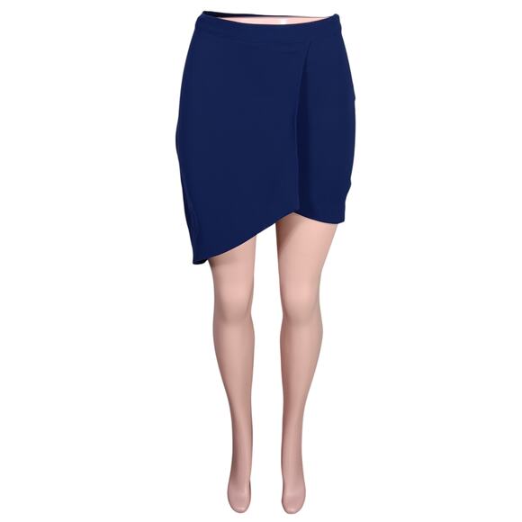 TOBI Asymmetrical Skirt Size Small Navy Blue Side Zipper Closure No Pockets - Picture 2 of 11